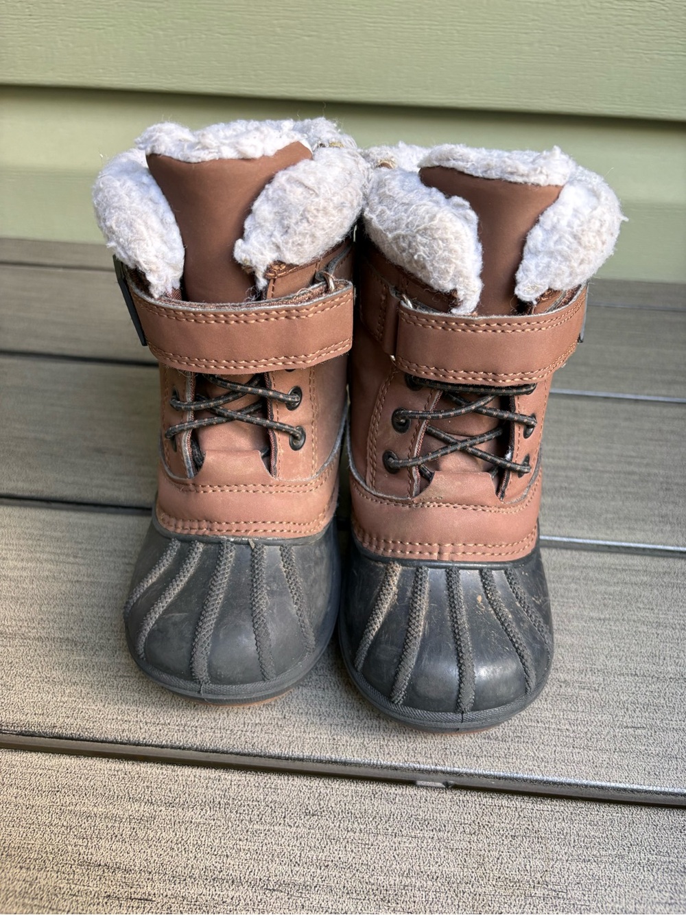 Kids Brown & Black Winter Boots with Faux Fur Lining